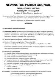 Parish Council Meeting - Tuesday 10th February 2026