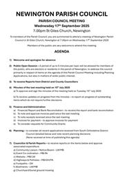 Next Parish Council Meeting - Wednesday 17th September 2025
