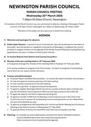 Parish Council Meeting - Wednesday 25th March 2026